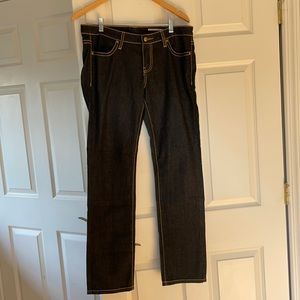 Navy Buffalo jeans gold trim